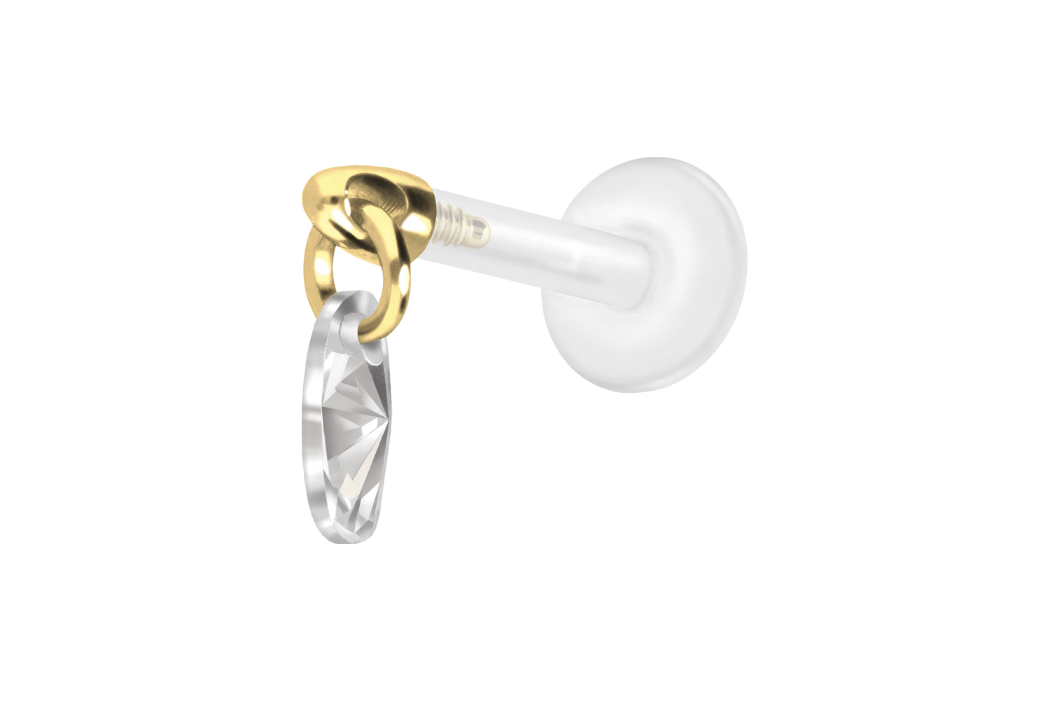 PTFE Labret Piercing mit Innengewinde + Titan-Aufsatz KRISTALLOVAL